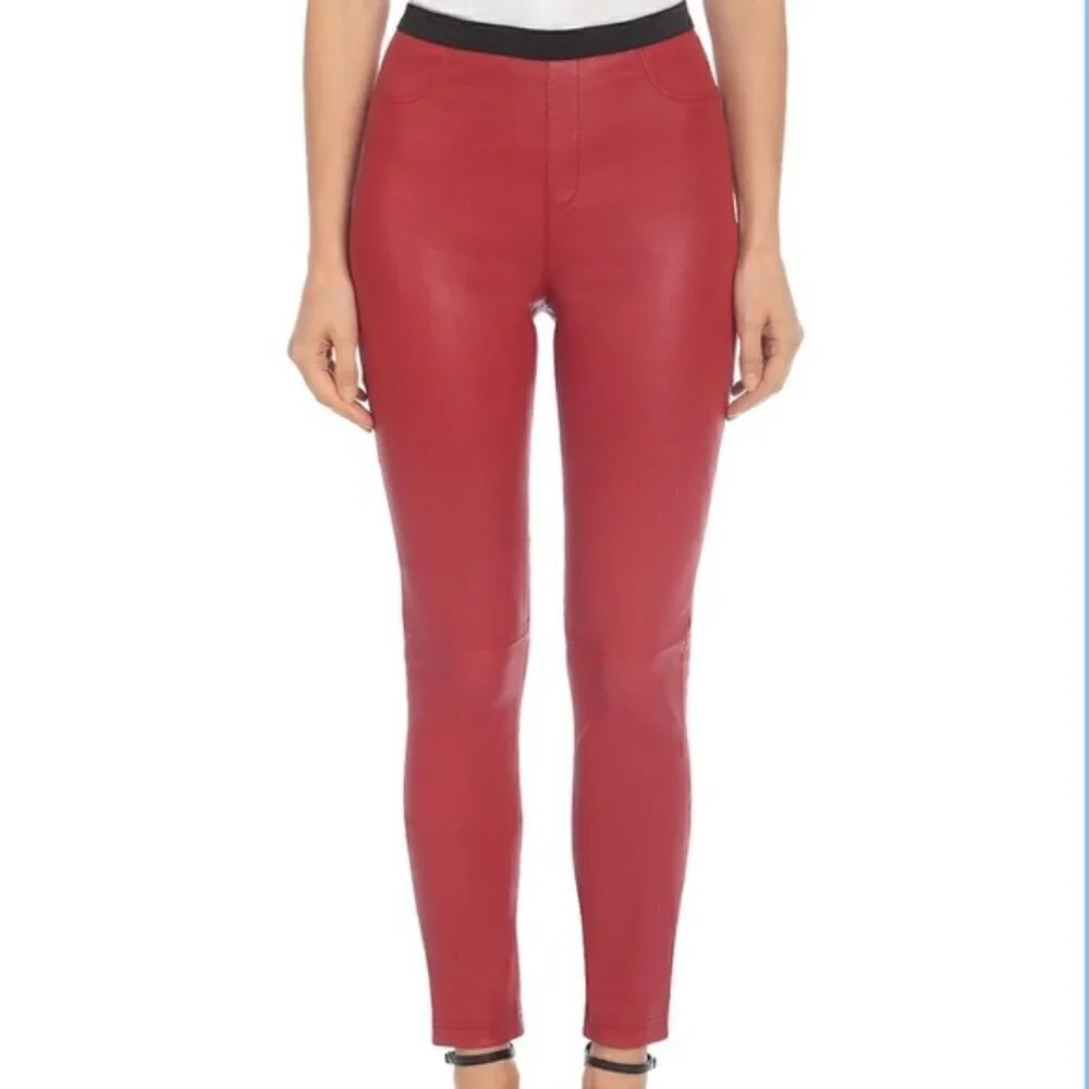 New Bagatelle City Stretch 100% Leather High Waisted Brown Leggings Pants NWT XS